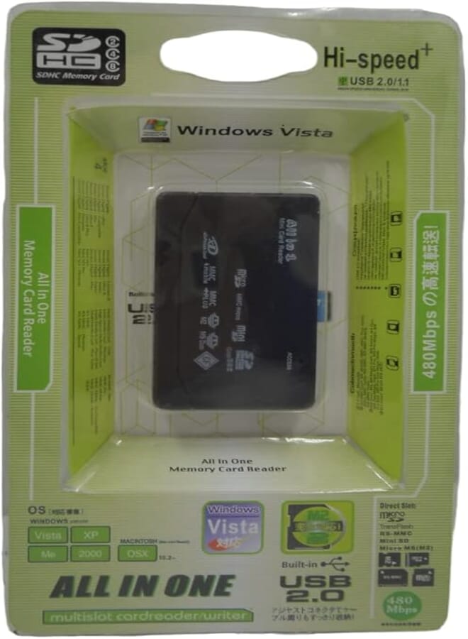 All In One Memory Card Reader USB 2.0 Hi-Speed+ 480mbps